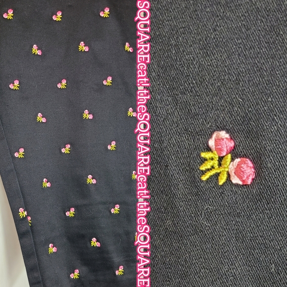 Betsey Johnson New York 🌺SAMPLE🌺 embroidered roses black floral Bermuda shorts - Picture 3 of 5